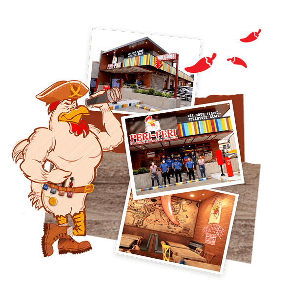 Peri-Peri Mascot and Restaurant Collage