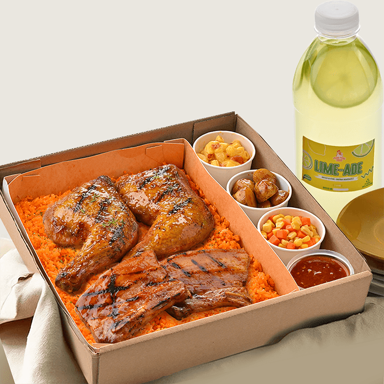 GVF Chicken, Pork Belly, Rice, Sides & Drink