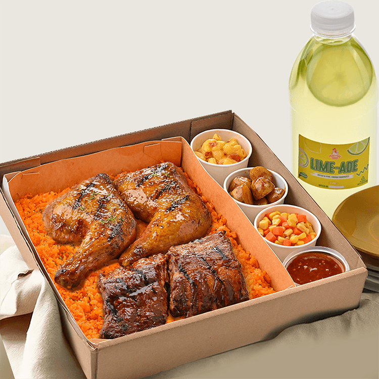 GVF Chicken, Ribs, Rice, Sides & Drink